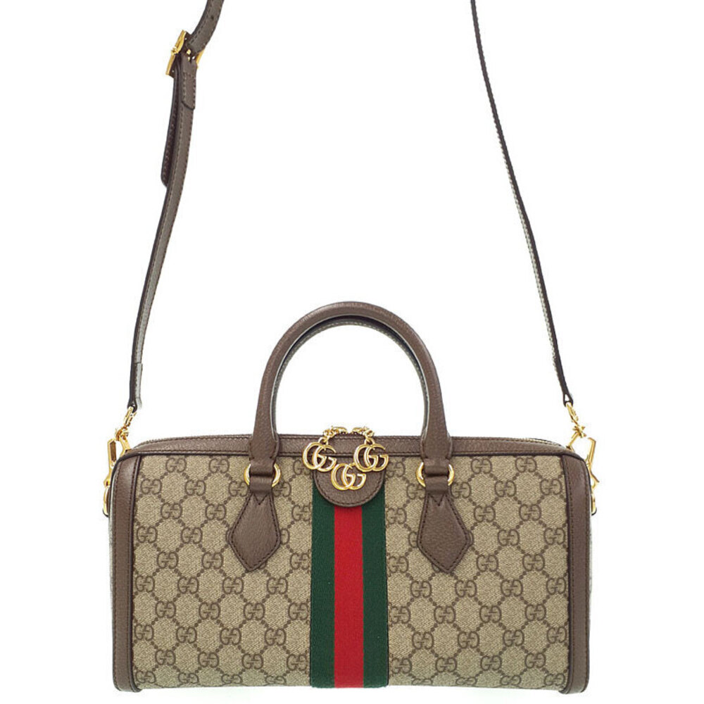 Gucci GG Handle Boston Bag Top Ophidia Leather beige brown Supreme GG - Picture 2 of 9